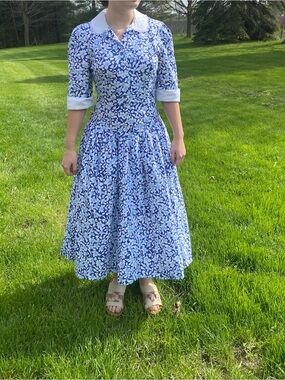 Pat McDonaugh 70’s Vintage Size 6 Designer Floral Prairie Tea Maxi Dress in EUC